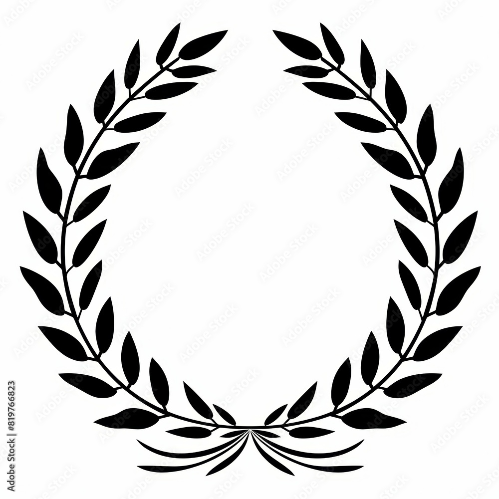 A black silhouette of a laurel wreath.
A black silhouette of a laurel wreath.
