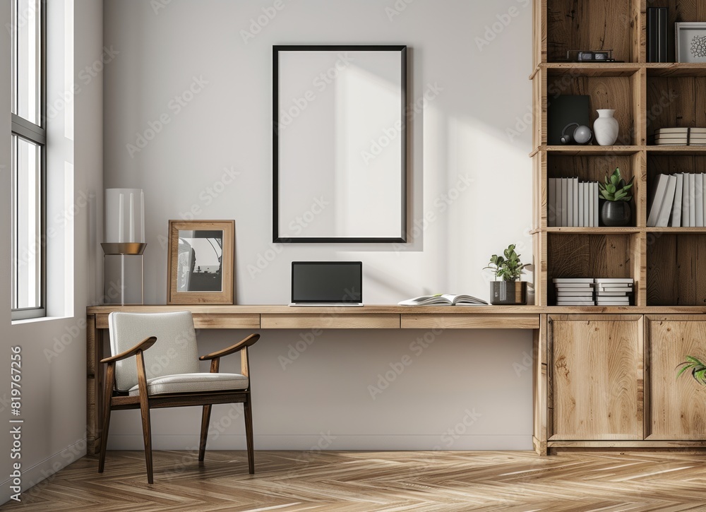 3D render Frame blank mockup. Study room wall poster mockup. Interior mockup with background. Modern interior design. 3D render Frame blank mockup. Study room wall poster mockup. Interior mockup with background. Modern interior design.