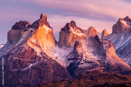 Nice view of Torres Del Paine National Park, Chile. photo