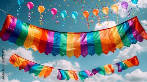 Celebrate Diversity With This Vibrant Collection Of Rainbow Flags And Balloons. Perfect For Pride Month Or Any Day You Want To Show Your Support For The Lgbtq+ Community. photo