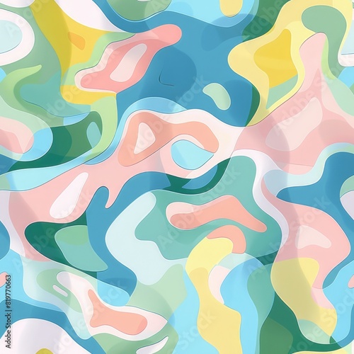 Colorful abstract seamless pattern with flowing shapes