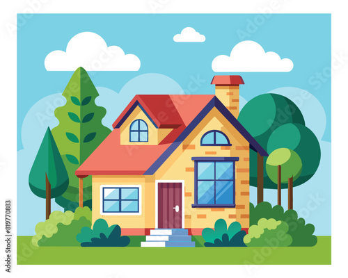 A cute colorful house vector