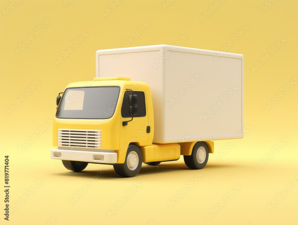 Yellow delivery truck on yellow background Minimalist illustration Yellow delivery truck on yellow background Minimalist illustration