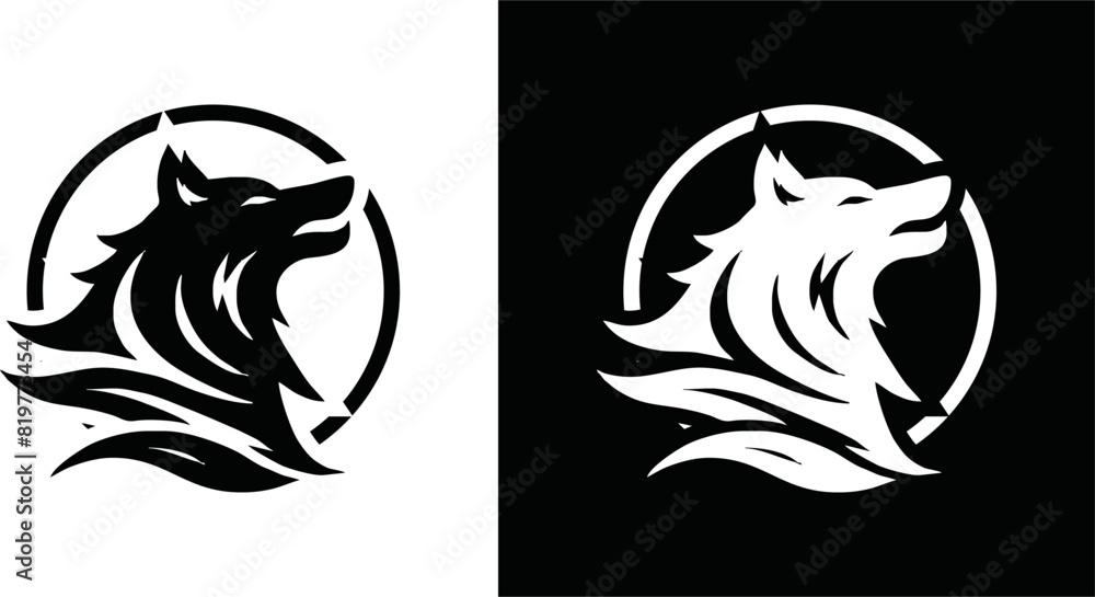 Obraz premium wolf mascot design of the head of arctic wolf. Vector wolf's head as a design element