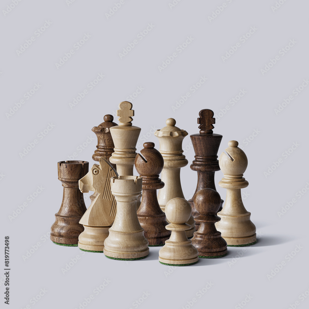 Wooden chess pieces and blank copy space Wooden chess pieces and blank copy space