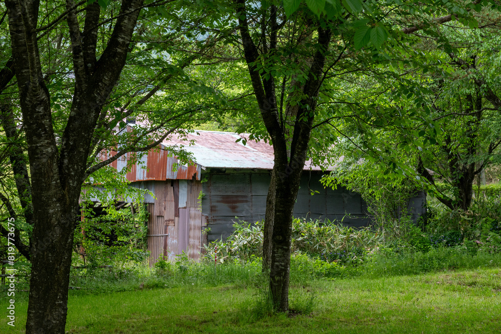 日本の岡山県の蒜山高原の古くてとても美しい建物