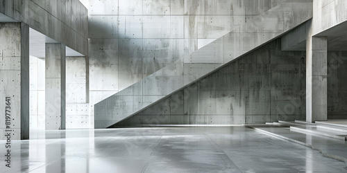 contemporary concrete interior with empty room wallpaper photo