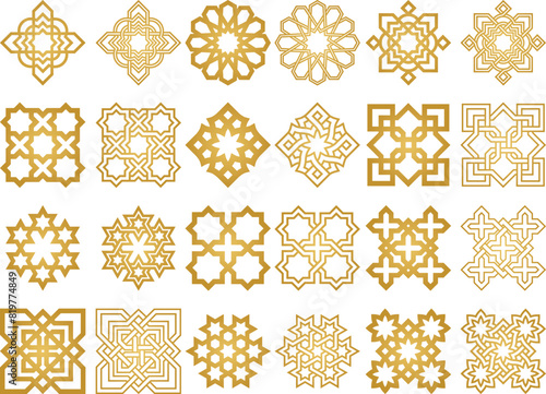 Arabic Oriental Vector Elements. Arabian Ornament. Digital Clipart. Traditional Pattern
