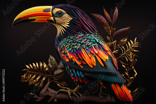Portrait of a Surreal Tropical Bird © EwaStudio