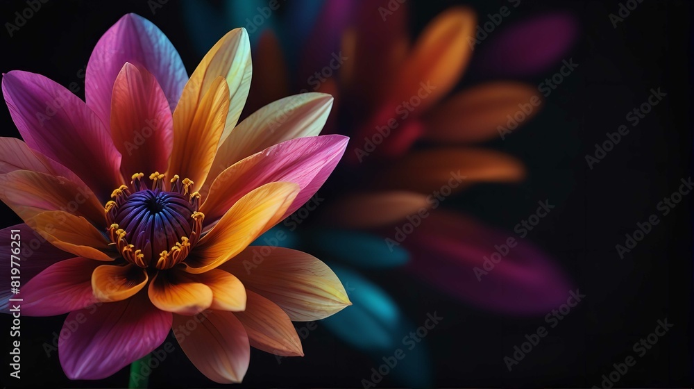 Colorful flower in the dark Colorful flower in the dark