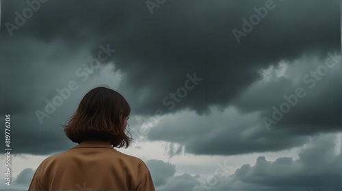 A person is watching the clouds