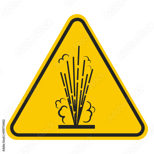 Yellow triangle sign of risk high pressure object, do not touch safety label