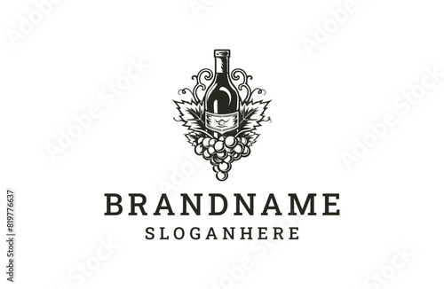 Wine style logo icon design template flat vector