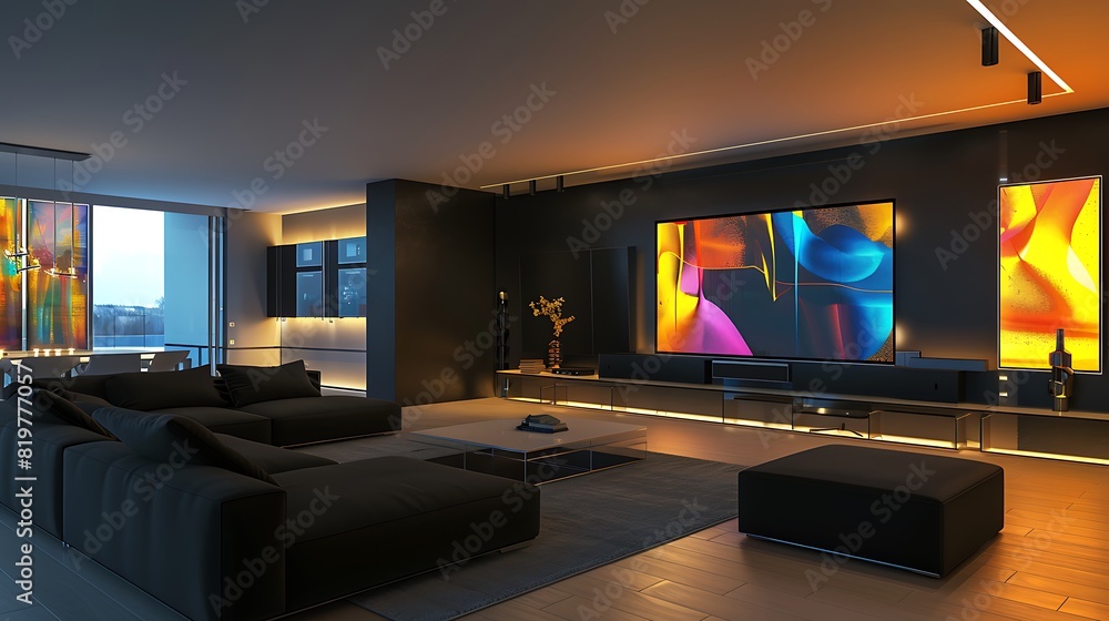 contemporary living room with sleek lines and high-tech features contemporary living room with sleek lines and high-tech features