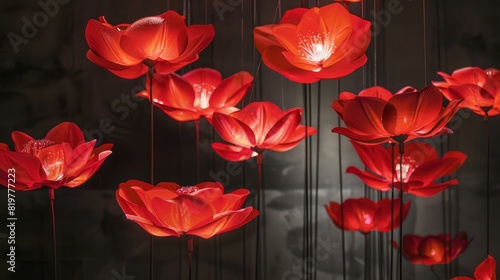 Red flower lamps for house interior decoration