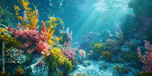 coral reef and fish  Dive into a vibrant underwater coral reef.