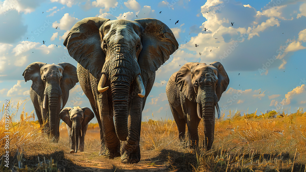 Fototapeta premium Wonderful Elephants in National park of Kenya, Africa