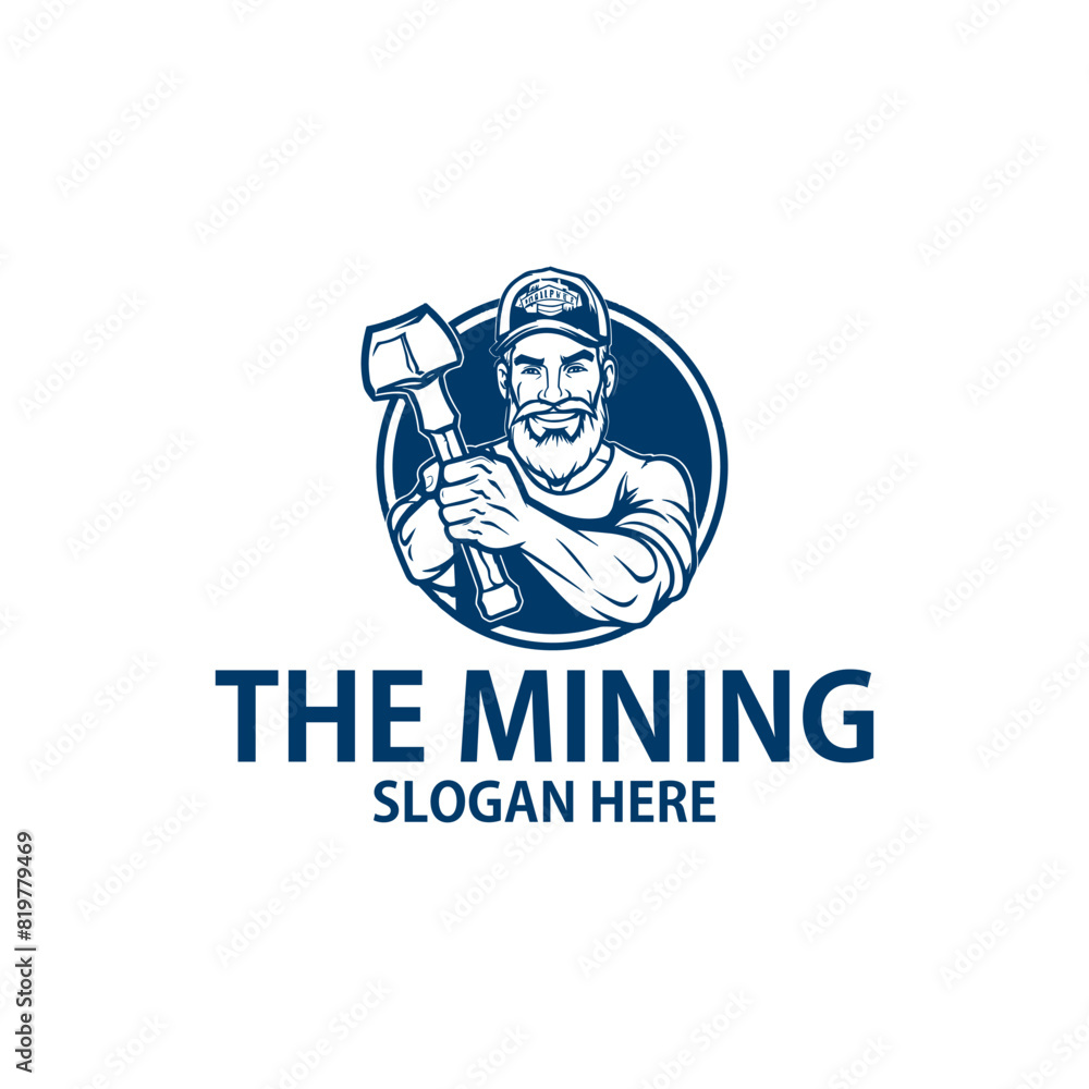Mining man logo vector illustration