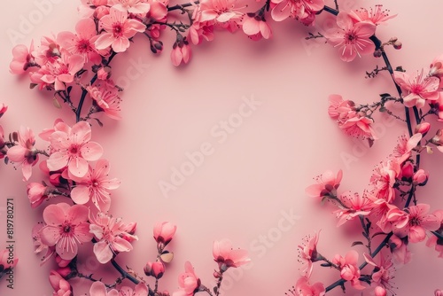Drawing of a heart-shaped arch made of flowers. Backdrop with selective focus and copy space for the inscription. Beautiful simple AI generated image in 4K, unique. © ArtSpree