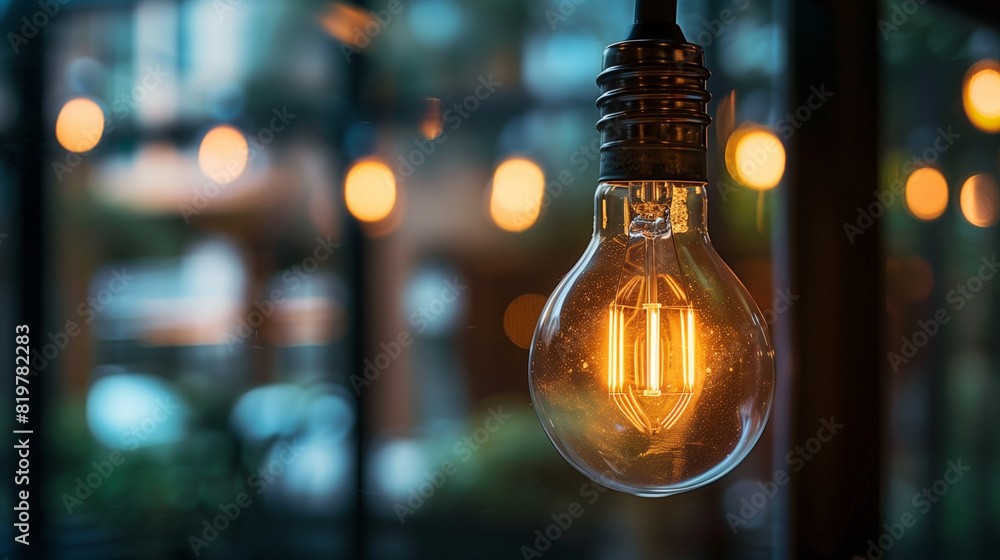 Hanging Light Bulb Illuminating Room Hanging Light Bulb Illuminating Room