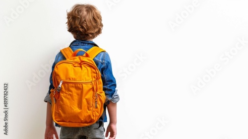 Bright Future Ahead - Happy Kid with School Backpack on White Background for Commercial Marketing