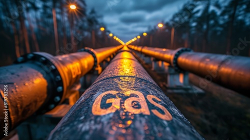 Reliable steel conduits essential for the export of natural gas from a vital distribution hub. Sustaining global energy trade and trade partnerships between countries. photo