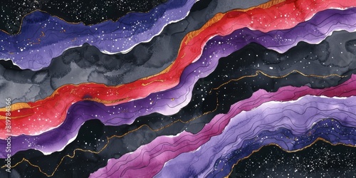 Abstract Marble Stone Pattern Texture with Gold and Multicolored Accents