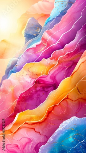 Abstract Marble Stone Pattern Texture with Gold and Multicolored Accents