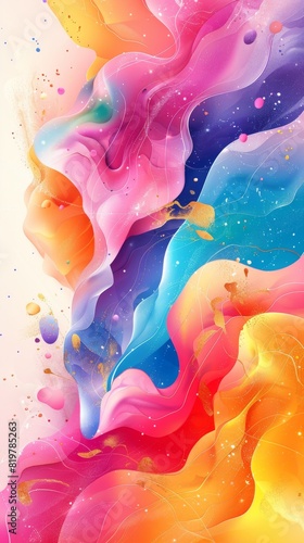 Abstract Marble Stone Pattern Texture with Gold and Multicolored Accents