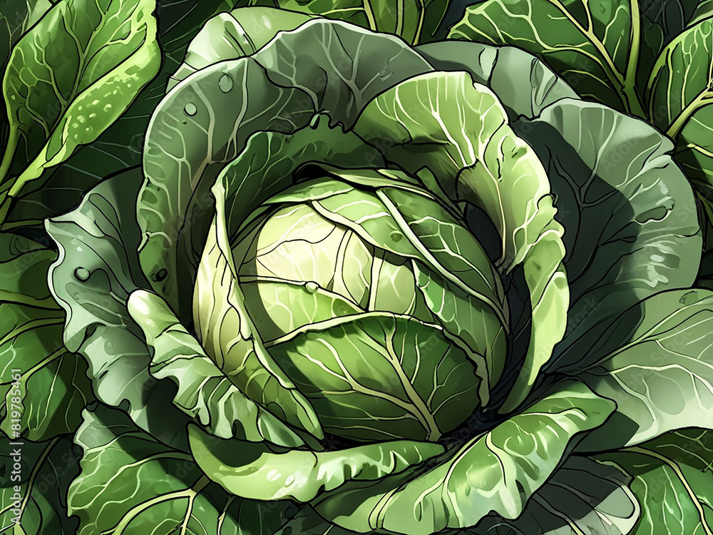 Fresh Green Cabbage close up generative AI. Fresh Green Cabbage close up generative AI.