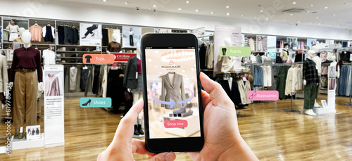 Quadro su tela Augmented reality,AR Shopping retail concept