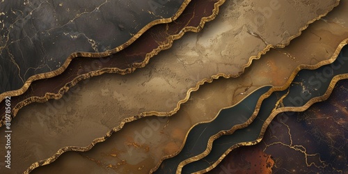 Abstract Marble Stone Pattern Texture with Gold and Multicolored Accents