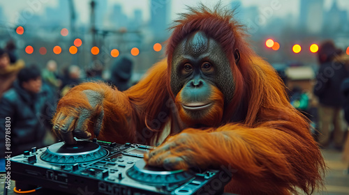 Orangutan DJ on the Rooftop