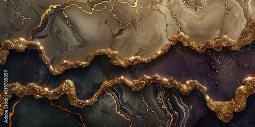 Abstract Marble Stone Pattern Texture with Gold and Multicolored Accents