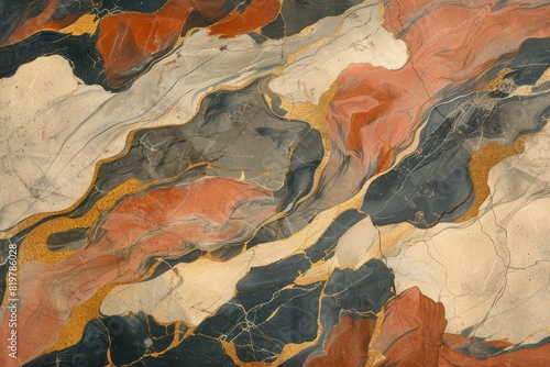 Abstract Marble Stone Pattern Texture with Gold and Multicolored Accents