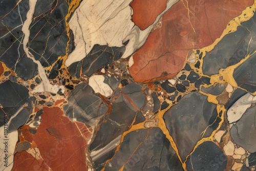 Abstract Marble Stone Pattern Texture with Gold and Multicolored Accents