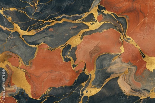 Abstract Marble Stone Pattern Texture with Gold and Multicolored Accents