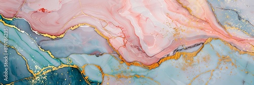 Abstract Marble Stone Pattern Texture with Gold and Multicolored Accents