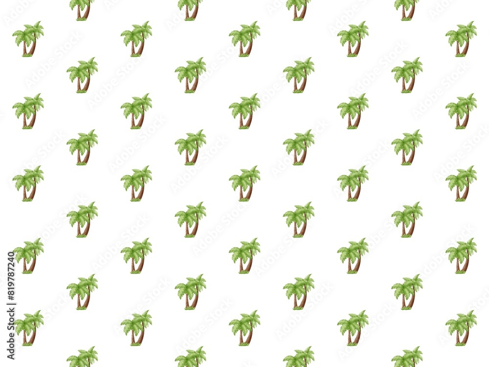 Hand Draw Summer Tropical Palm Tree Island, Seamless Pattern summer fruits , coconut tree, background, Pattern, Summer Hand Draw Summer Tropical Palm Tree Island, Seamless Pattern summer fruits , coconut tree, background, Pattern, Summer
