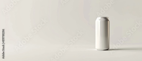 Minimalistic blank white can with a smooth surface, ready for branding. photo