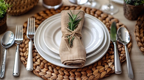 Serving with white plates and cutlery