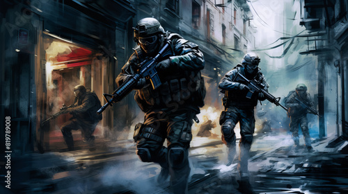 Specialized Units in Urban Warfare. Advanced Military Tactics © EwaStudio