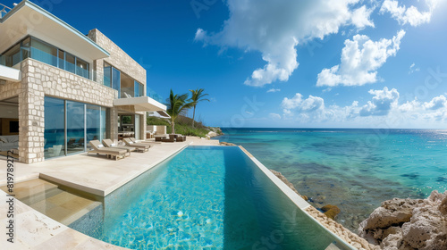 a private beachfront villa with infinity pool and breathtaking ocean views, representing ultimate luxury and relaxation 