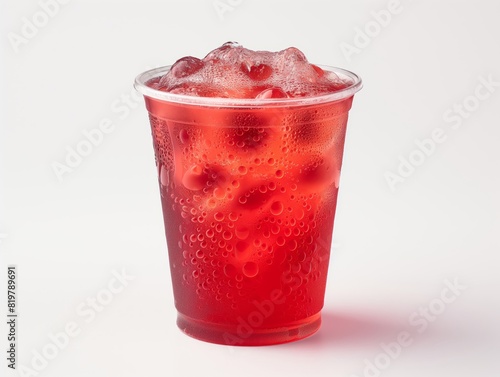 cup filled with freshly blended strawberry juice, with a natural pinkish-red hue