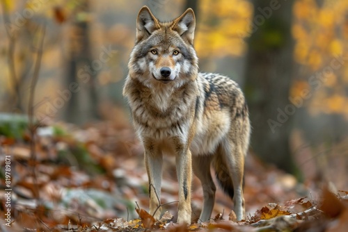Wolf female standing in the forest  high quality  high resolution