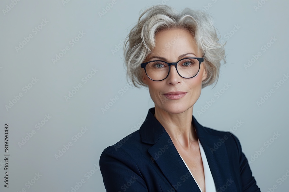 Mature businesswoman, senior and confident. Attractive elderly lady with grey hair, smiling. Professional and serious manager in office. Caucasian female, happy and stylish. Indoor Mature businesswoman, senior and confident. Attractive elderly lady with grey hair, smiling. Professional and serious manager in office. Caucasian female, happy and stylish. Indoor