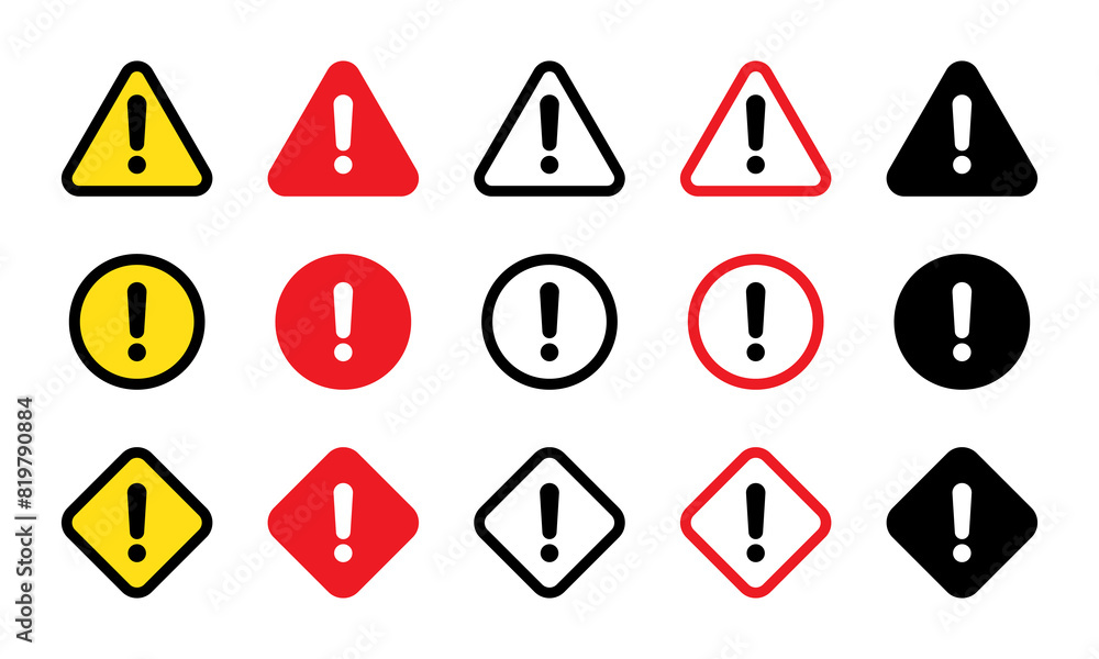 Caution signs. Danger, warning sign, attention sign. Danger icon, warning icon, attention icon. Caution signs. Danger, warning sign, attention sign. Danger icon, warning icon, attention icon.