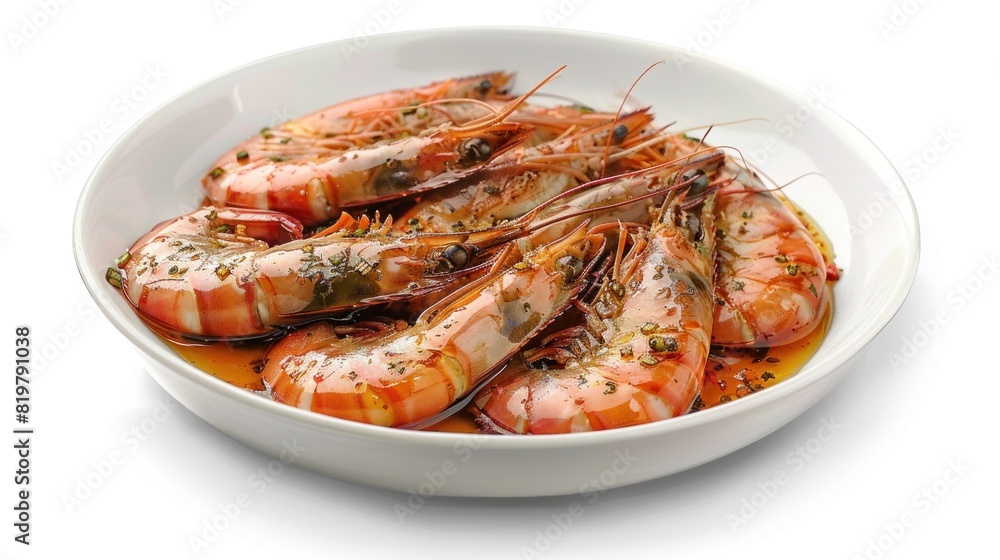 The savory delight of barbecued shrimp looks irresistibly delicious with white background The savory delight of barbecued shrimp looks irresistibly delicious with white background
