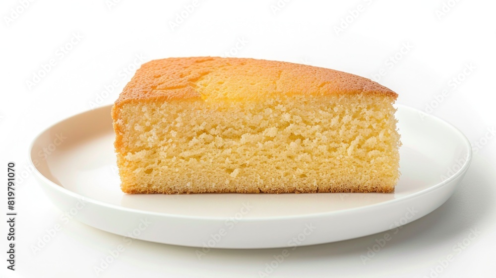 The beauty of butter cake, with its rich texture , white background The beauty of butter cake, with its rich texture , white background