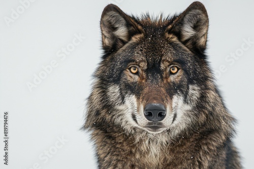 Featuring a black wolf isolated against white background  high quality  high resolution